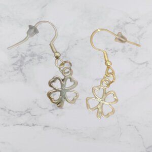 Clover Dangle Earring Gold Tinted - Handmade